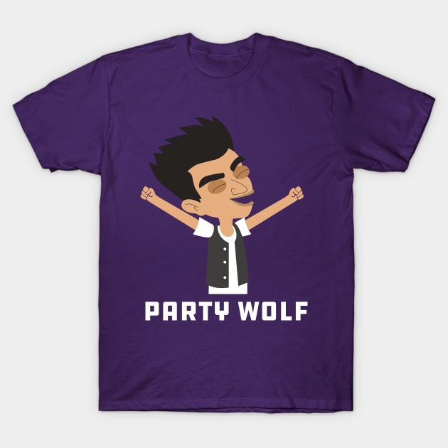 Big Mouth Party Wolf T-Shirt by TempestDesign